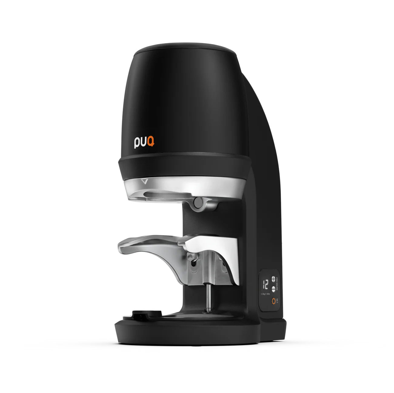 PUQpress Q Automatic Tamper 58.3mm, Black, Front Angle