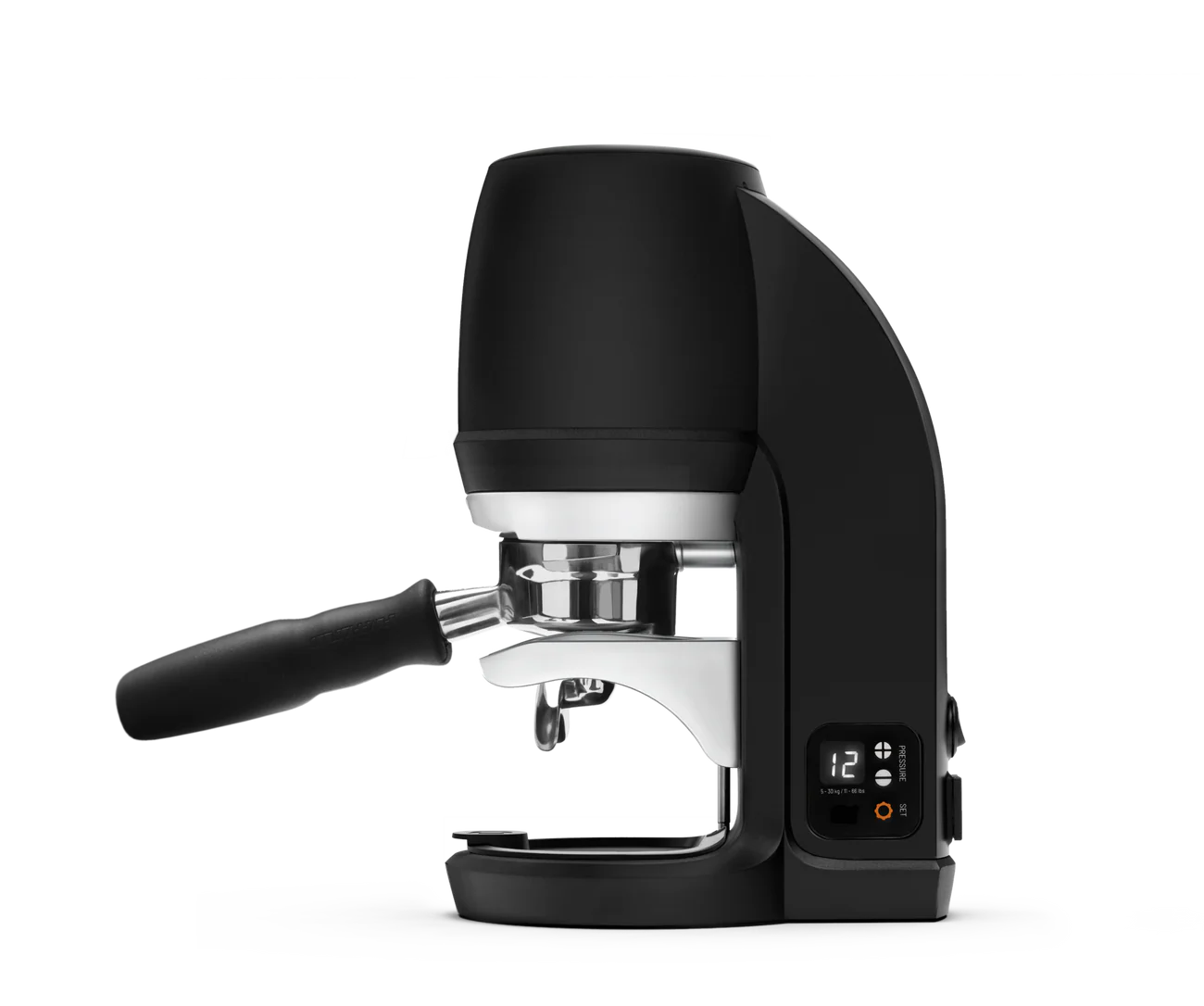 PUQpress Q Automatic Tamper 58.3mm, Black, Side, Portafilter